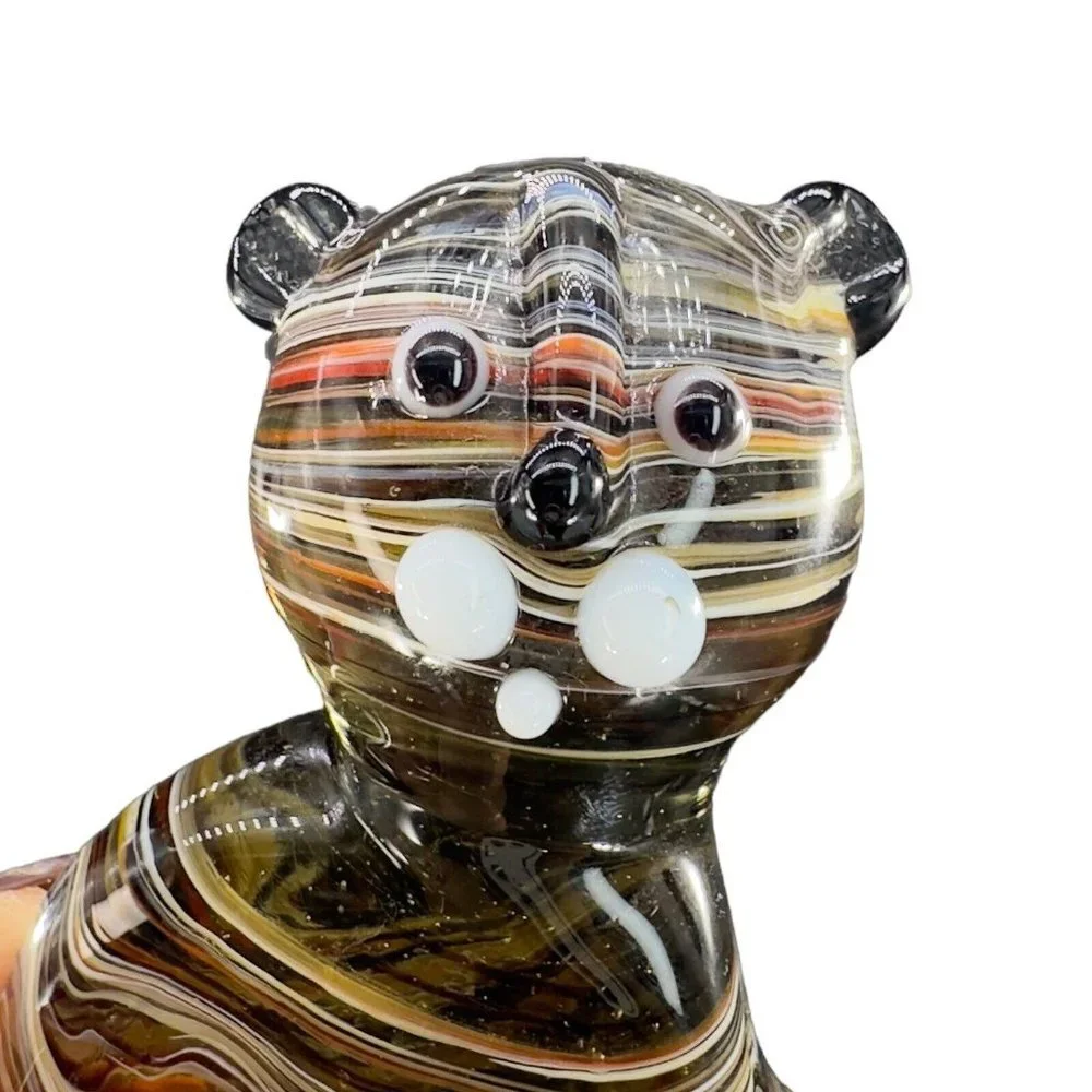 Venetian Slag Art Glass Small Figurine Bear‎ Animal Dog Delicate Glass Figurine